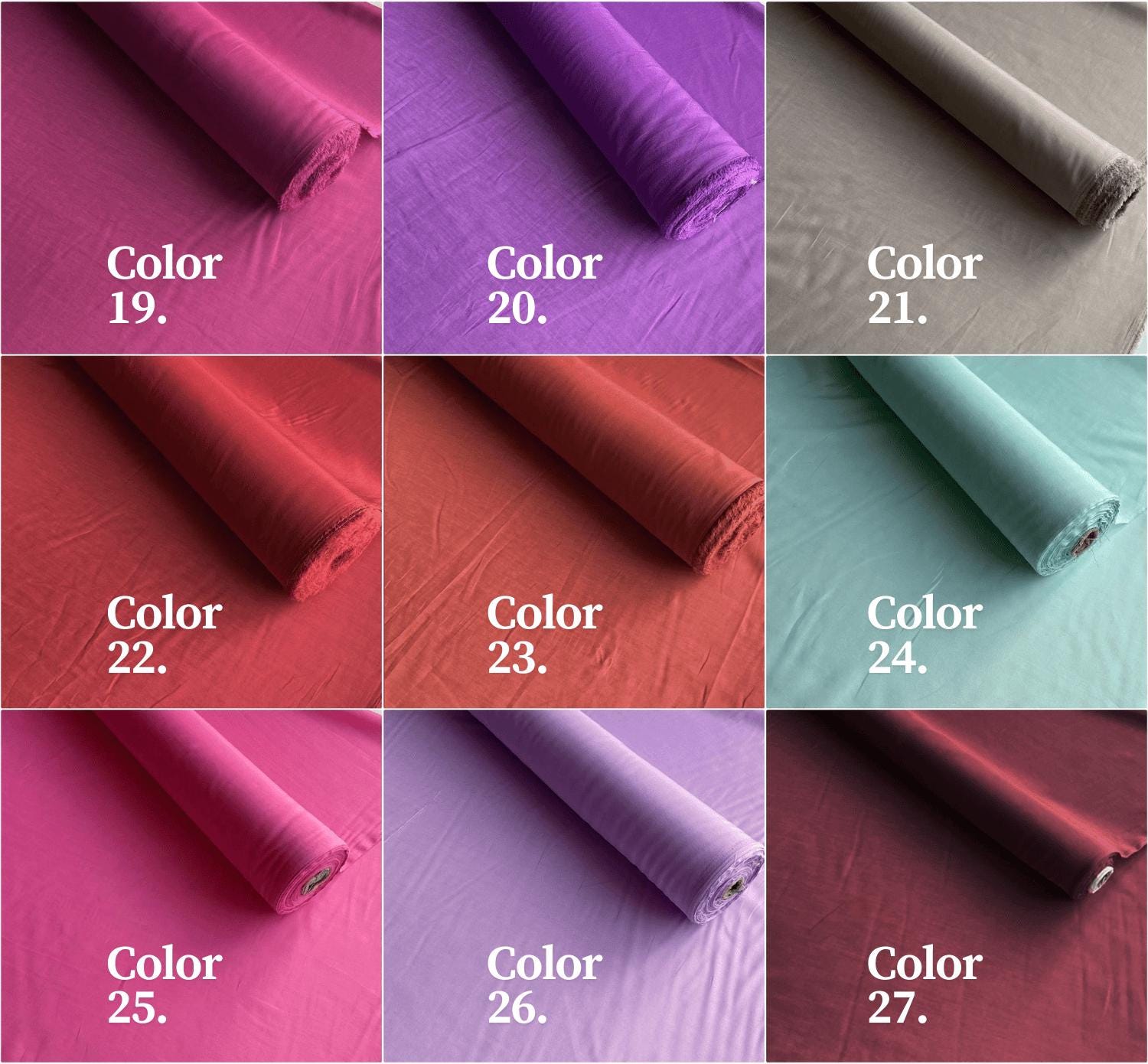 60C9MSCTN - Color #1-#35 - 9 momme 60 Solid Colors Silk Cotton Fabric - 140cm wide by the Yard