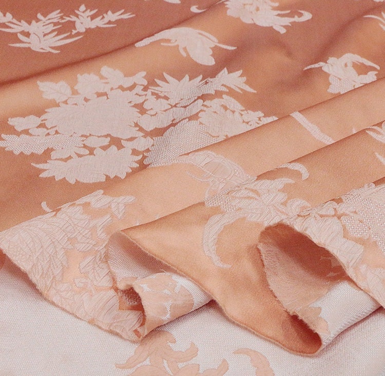 QIAWEI - Handmade Embossed Guanle Crepe Jacquard Stretch Elasticity Silk Fabric - 138cm wide by the Yard
