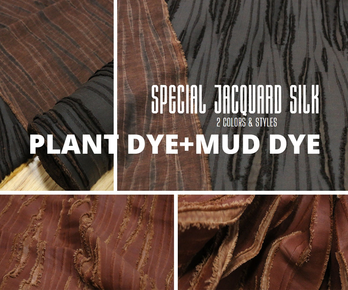 SIMAJIAN - Special Silk Fabric, Linen Blend Cut Flower Gambiered Ganton Mud Silk Fabric for designers, 23% Silk Blend Fabric by the Yard