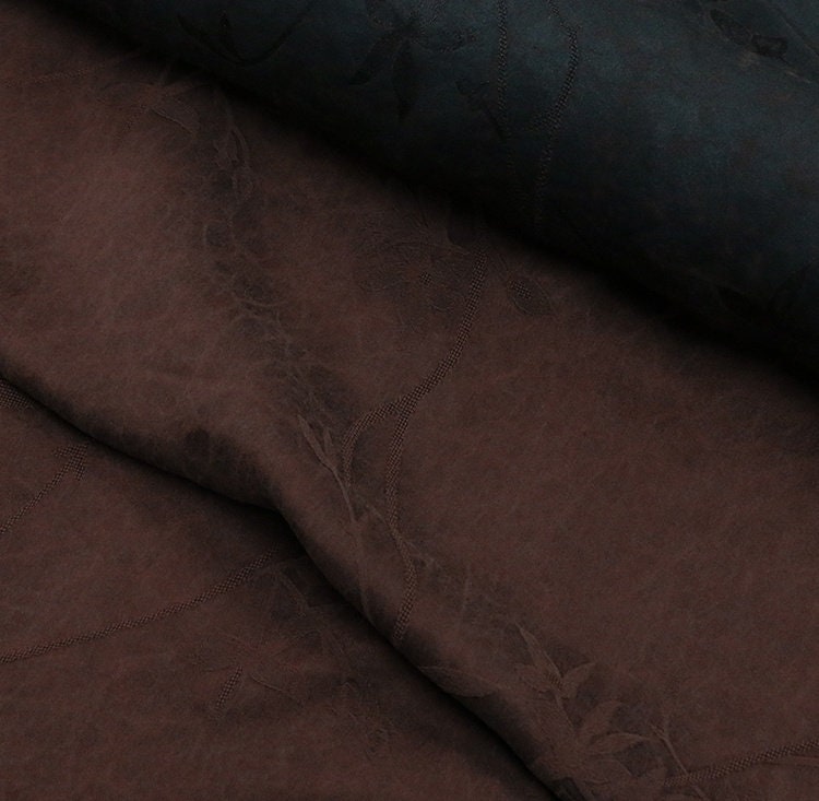 CRBELL - Coffee Red 28 Momme Handmade Jacquard Plain Satin Plant Dye Mud Silk Fabric, 135cm by the Yard