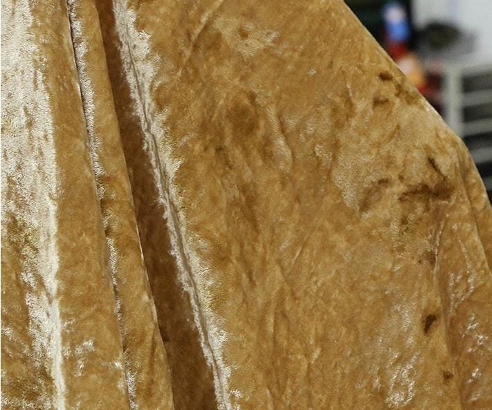 SMCHA - Handmade Vintage Black Tea Dyed Encrypted Silk Velvet Fabric - 125cm wide by the Yard