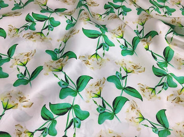 SUYAHU - 16 Momme Elegant Floral Print Charmeuse Silk Satin Fabric - 138cm wide by the Yard