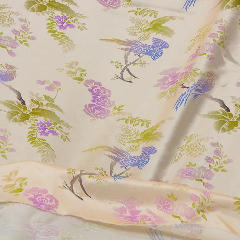 FANIAO - 25 Momme Handmade Jacquard Silk Satin Fabric - 135cm by the Yard