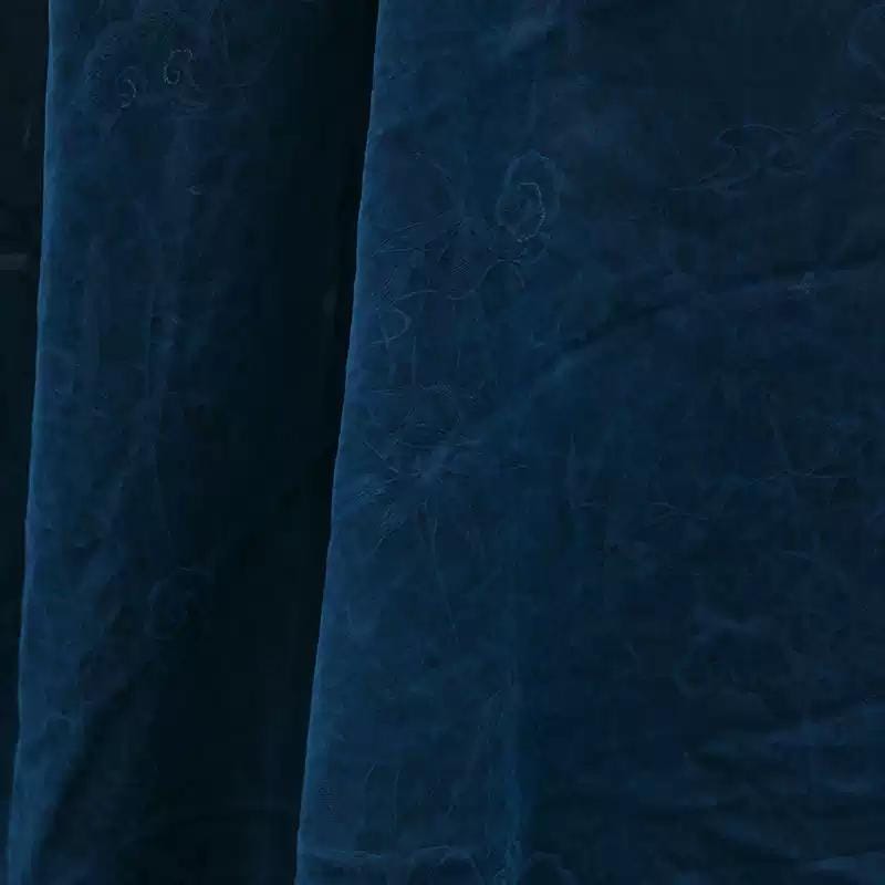 LZGLXY - 21 Momme Royal Blue Handmade Jacquard Plain Satin Plant Dye Mud Silk Fabric, 110cm by the Yard