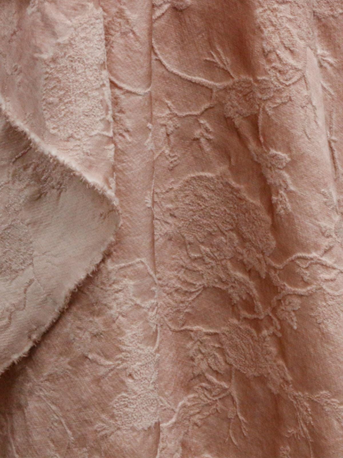 SIMOFS - 43 Momme Flowers Jacquard Mulberry Silk Wool Cotton Blend Silk Fabric - 135cm wide by the Yard