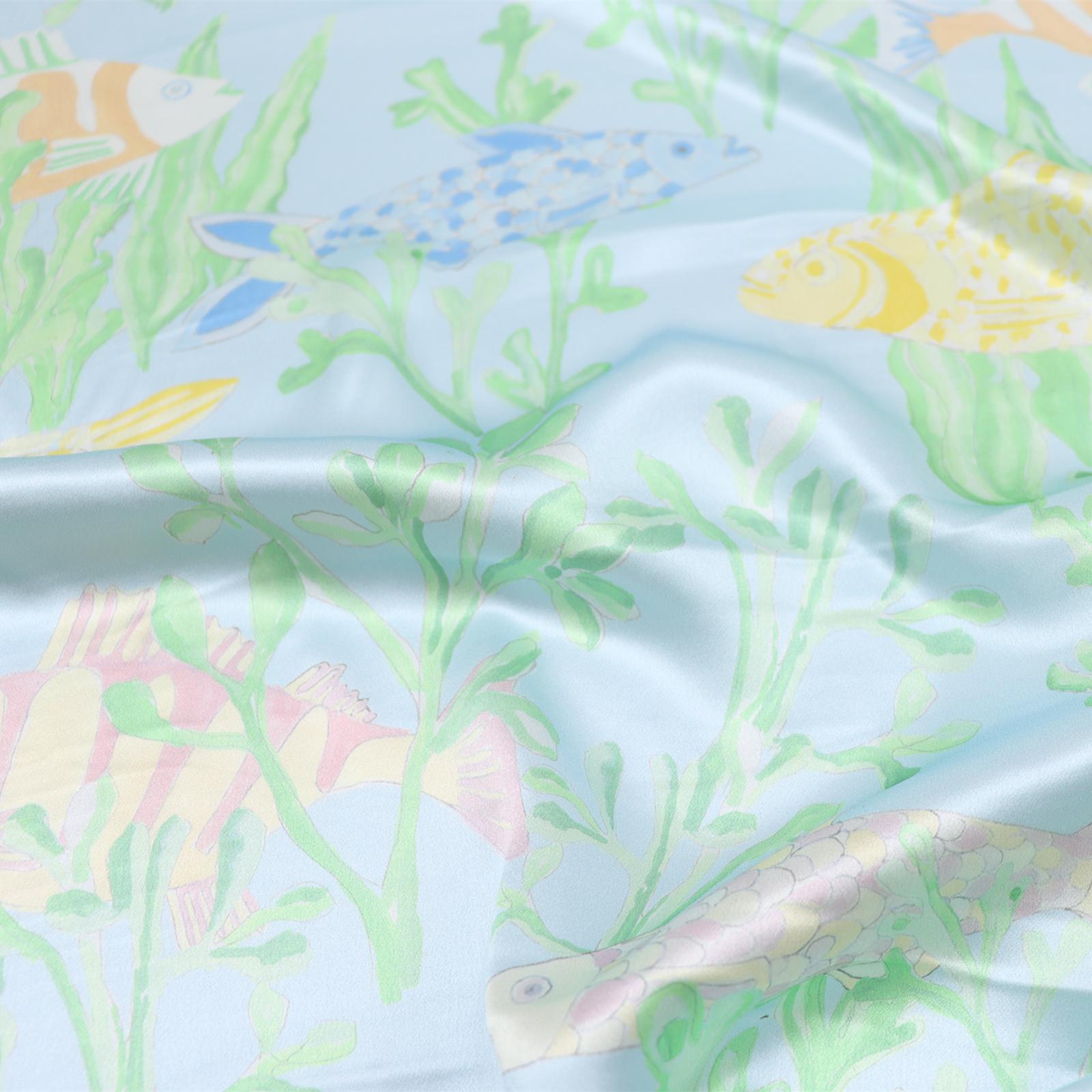 JFHLYZ - 19 momme Floral Print Charmeuse Silk Satin Fabric - 140cm wide by the Yard