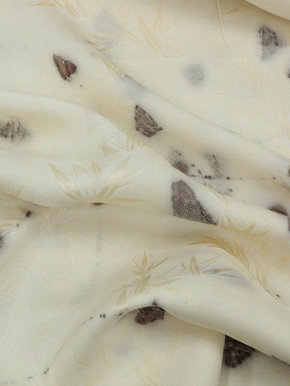 TURAYE - 19 Momme Handmade Jacquard Plant Dye Leaf Pattern Jacquard Perforated Silk Fabric Silk Rayon Blend - 128cm wide by the Yard