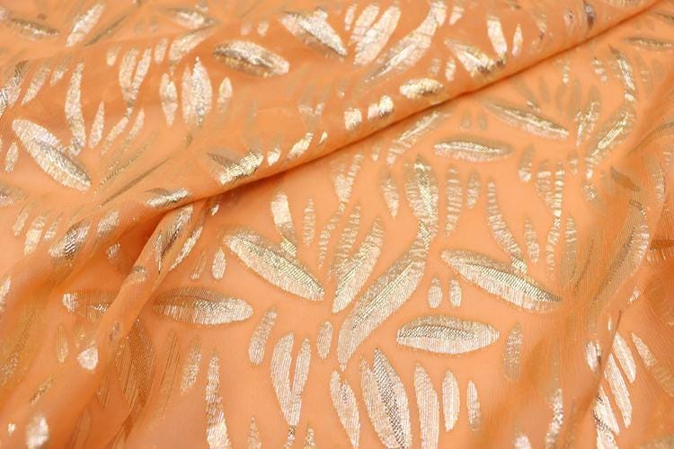 JFHCSD - 12 Momme Golden Thread Weave Silk Georgette Fabric - 135cm wide by the Yard