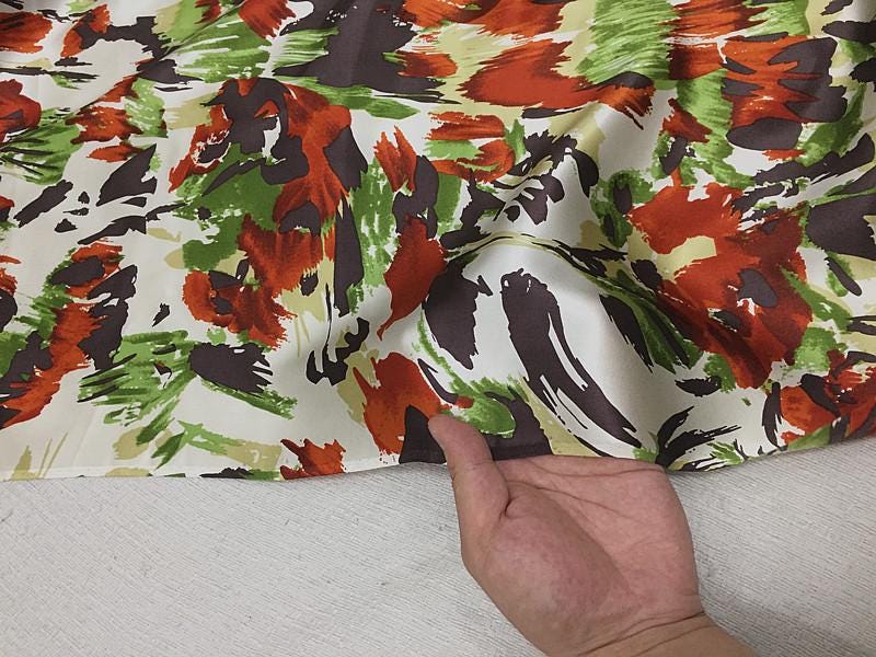 SZDCHX- 16 Momme Watercolor Abstract Print Stretch Charmeuse Silk Satin Fabric - 112cm wide by the Yard