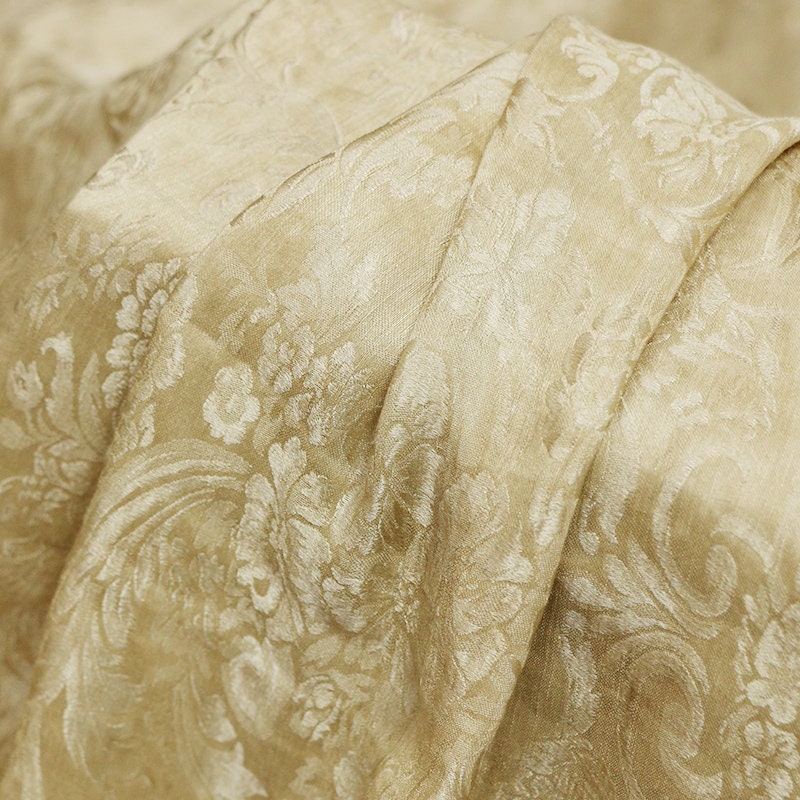 MOSALE - Handmade Silk and Linen for Designers Classical Jacquard Satin Mulberry Silk Fabric - 148cm wide by the Yard