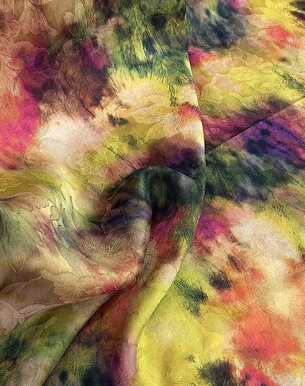 SUNRNML - Handmade 25 Momme HUALUO Jacquard Mud Silk Fabric (Openwork texture) - 113cm by the Yard