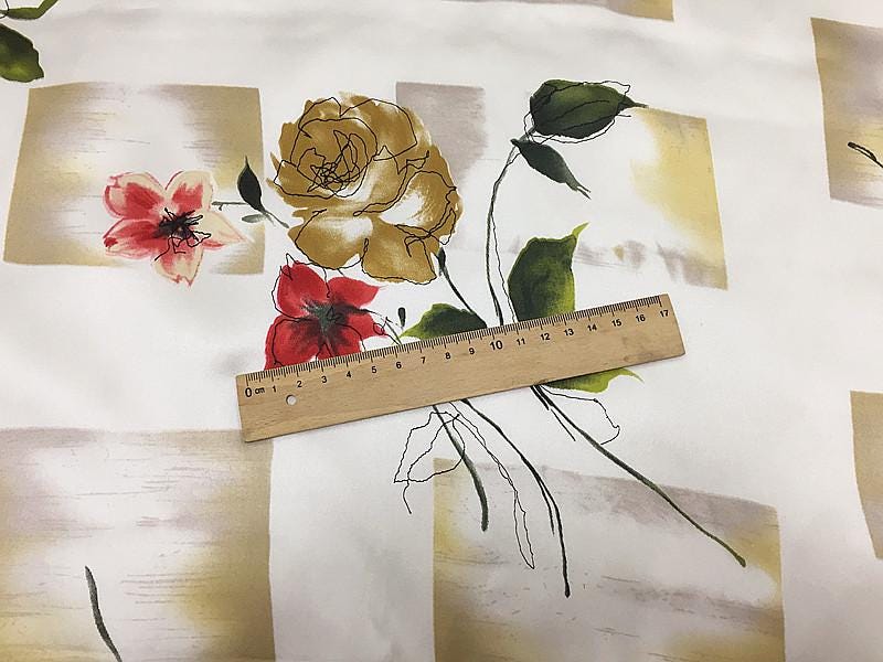 SZDGEZ- 16 Momme Watercolor Abstract Print Stretch Charmeuse Silk Satin Fabric - 114cm wide by the Yard