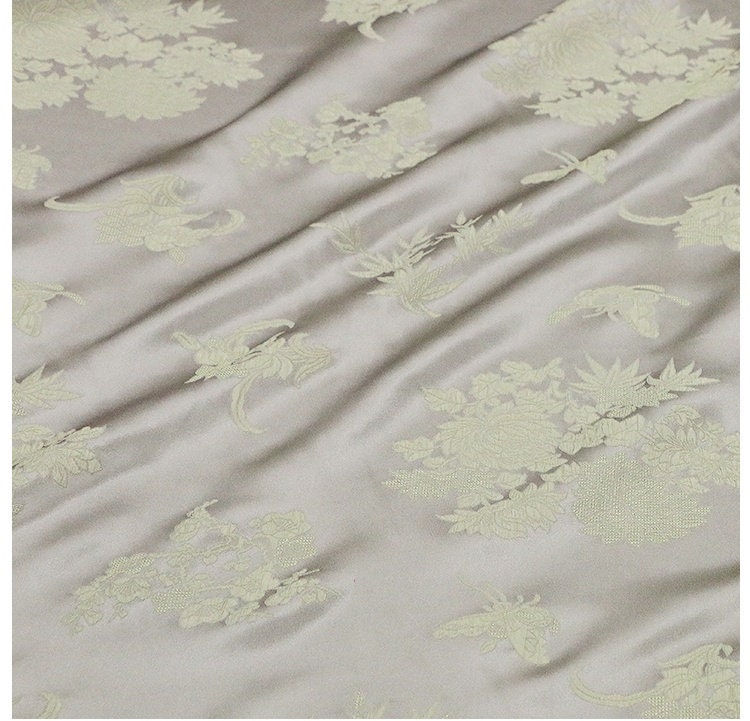 QIAHUI - Handmade Embossed Guanle Crepe Jacquard Stretch Two-Tone Heterochromatic Silk Fabric - 138cm wide by the Yard