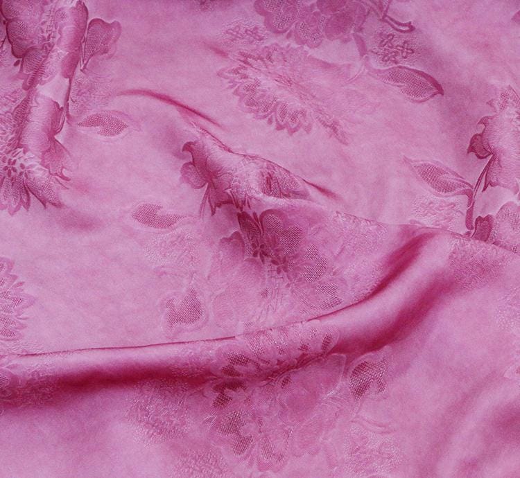 MEIFSN - 16 Momme Vintage Style Dirty Dyed Rose Pink Jacquard Sambo satin Satin Silk Fabric - 135cm wide by the Yard