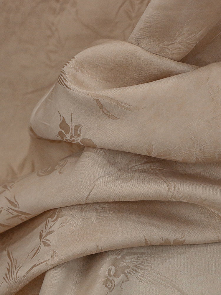 RUINI - Handmade Jacquard Plant Dye Silk Fabric - 130cm wide by the Yard