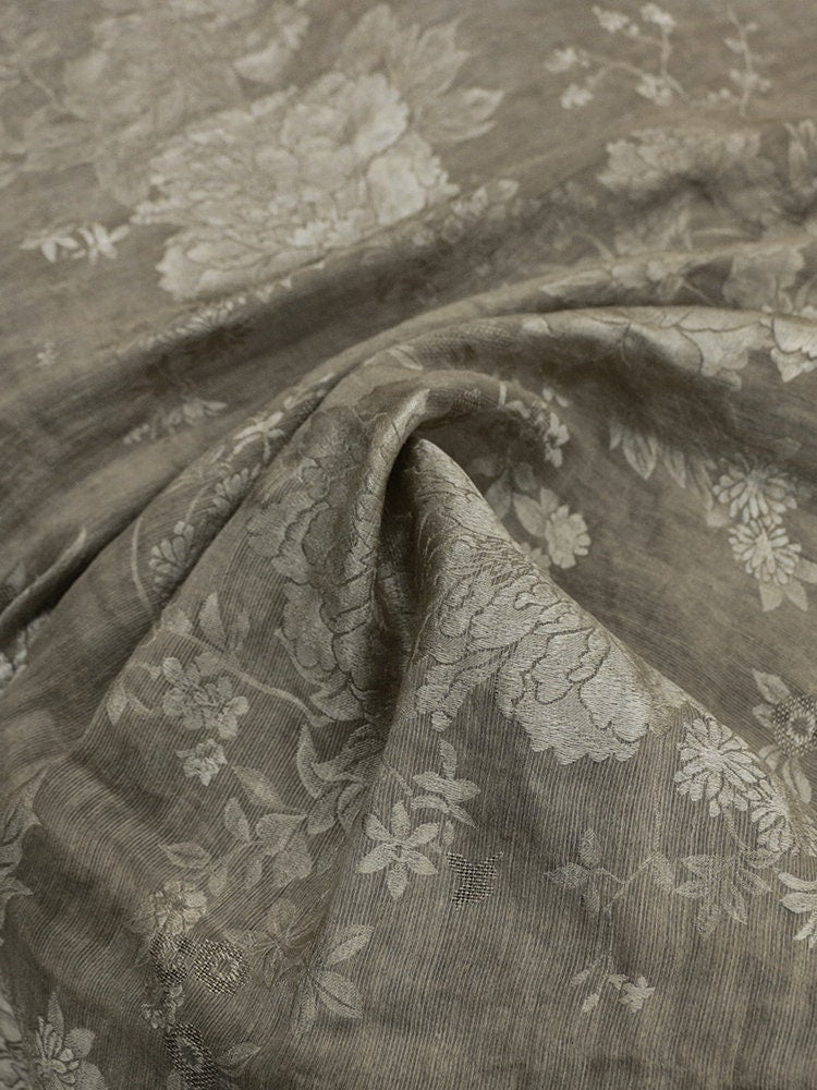 DIRTYH - Handmade Dirty Dyed Heavyweight Tussah and Linen Blended Jacquard Silk Fabric - 137cm By the Yard