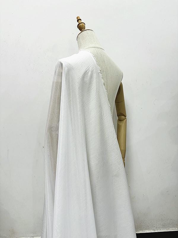 XLSMCB - 9 Momme 40% Silk 60 Cotton Pure White Blended Fashion Fabric - 140cm wide by the Yard