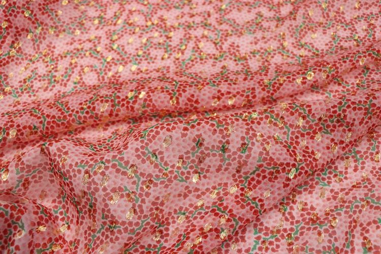 JFHHSQ - 10 Momme Golden Thread Weave Silk Georgette Fabric - 140cm wide by the Yard