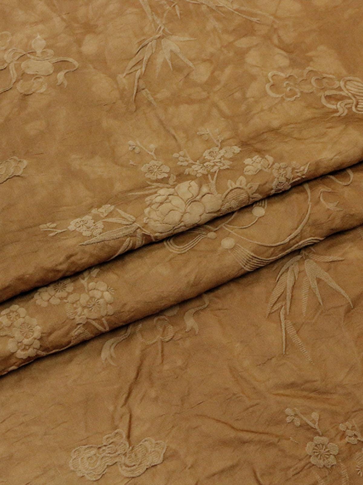 BABTUN - 33 Momme Vintage Plant Jacquard Silk-Wool Blend Fabric - 135cm wide by the Yard