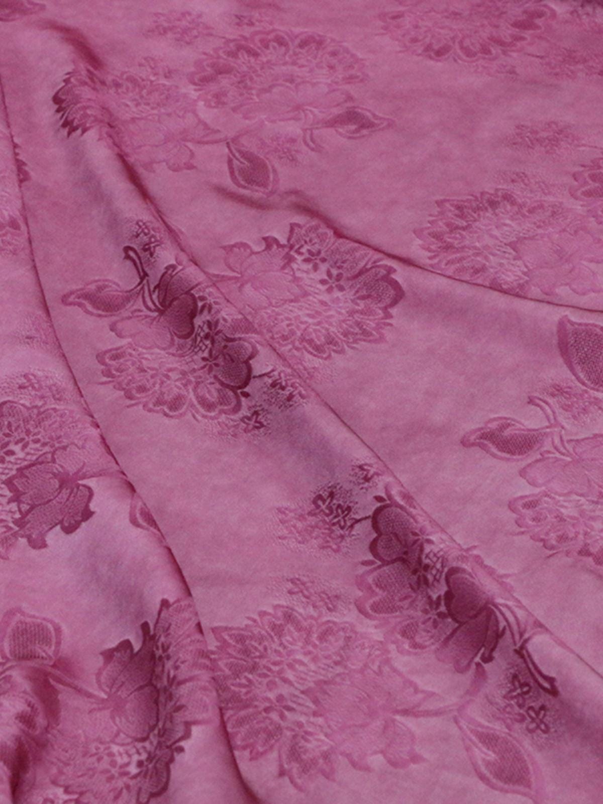 MEIFSN - 16 Momme Vintage Style Dirty Dyed Rose Pink Jacquard Sambo satin Satin Silk Fabric - 135cm wide by the Yard
