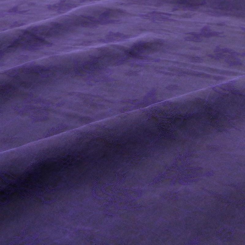 LGITIH - 15 Momme Handmade Bluish-purple Cracks Jacquard Plant Dye Mud Silk Fabric, 114cm by the Yard
