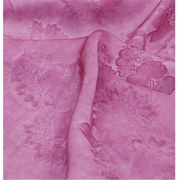 MEIFSN - 16 Momme Vintage Style Dirty Dyed Rose Pink Jacquard Sambo satin Satin Silk Fabric - 135cm wide by the Yard
