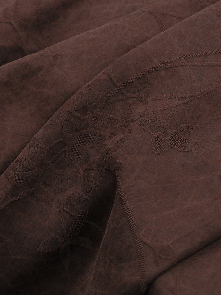 CRBELL - Coffee Red 28 Momme Handmade Jacquard Plain Satin Plant Dye Mud Silk Fabric, 135cm by the Yard