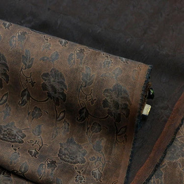 LZHLCY - Handmade 22 Momme HUALUO Natural-colored Flowers Jacquard Mud Silk Fabric (Openwork texture) - 130cm by the Yard