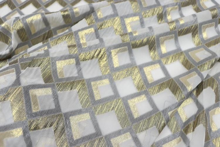 JFHGZF - 12 Momme Golden Thread Weave Silk Georgette Fabric - 114cm wide by the Yard
