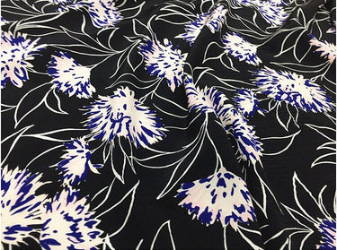 SONGHUA - 16 momme Floral Print Silk Crepe de Chine Fabric - 114cm wide by the Yard