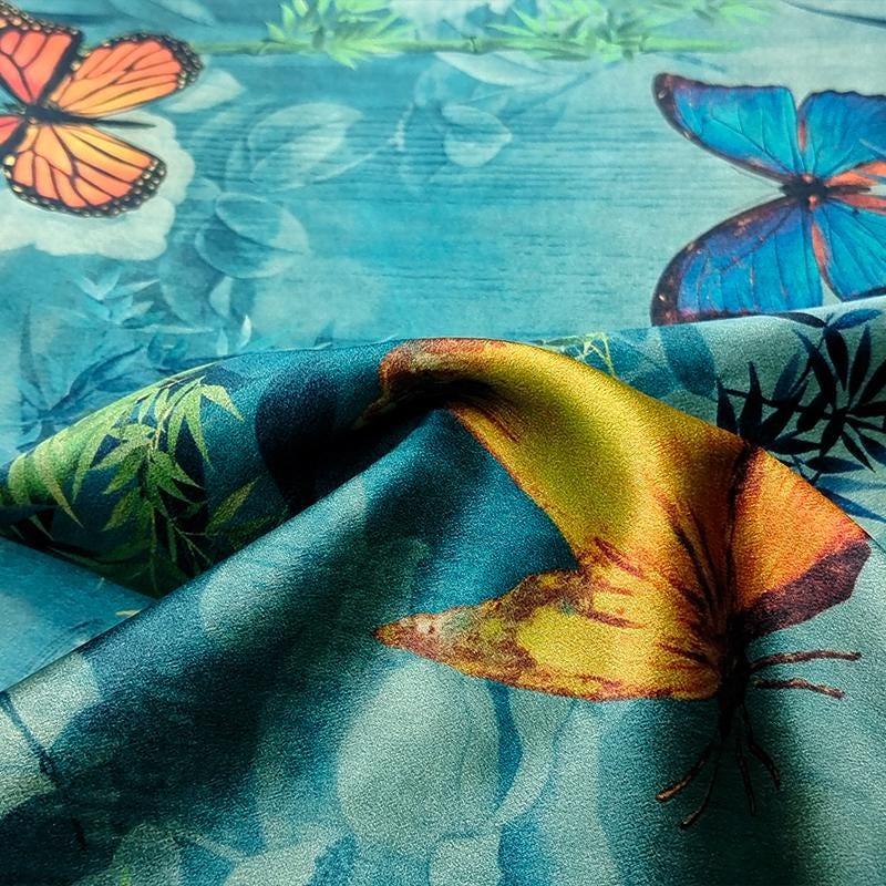 GUYZUD - Handmade 40 Momme Jacquard Mud Silk Satin Fabric - 112cm By the Yard