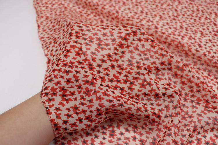 JFHXHD - 8 Momme Floral Print Silk Georgette Fabric - 140cm wide by the Yard