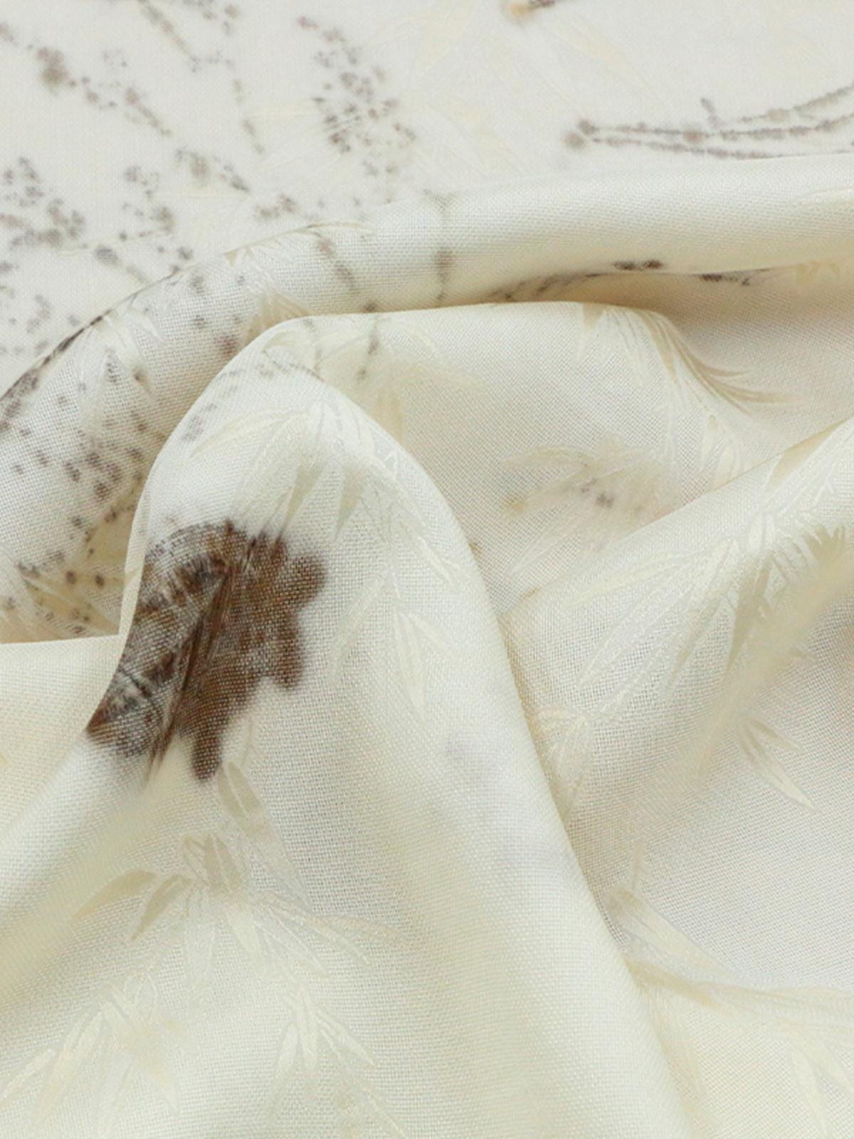 TURXCU - 19 Momme Handmade Jacquard Plant Dye Branch Pattern Jacquard Perforated Silk Fabric Silk Rayon Blend - 128cm wide by the Yard