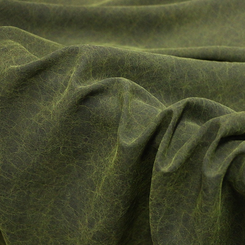 LVGUIW - Green Grass Cracks 25 Momme Handmade Plant Dye Mud Silk Fabric, 110cm by the Yard