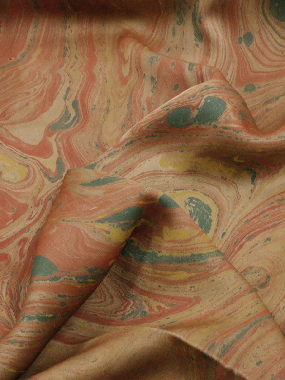 MOCIRD - Handmade 38 Momme Special Red Inkwell Technique Mud Silk Satin Fabric By the Yard