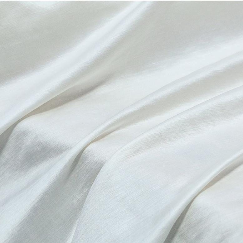 SMZOD - 30Momme Handmade Silk Hemp Heavy Satin Mulberry Silk and Linen Interwoven Fabric - 140cm wide by the Yard