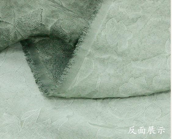 GADAYN - 29 Momme Vintage Style Dirty Dyed Handmade High-end Jacquard Mulberry Silk Linen Blended Fabric - 130cm wide by the Yard