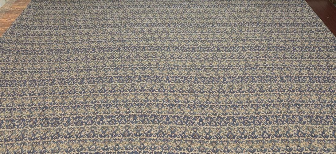BJZHI - 100% Linen, Vintage Blue Digital Print, 220 gram 140cm wide by the Yard