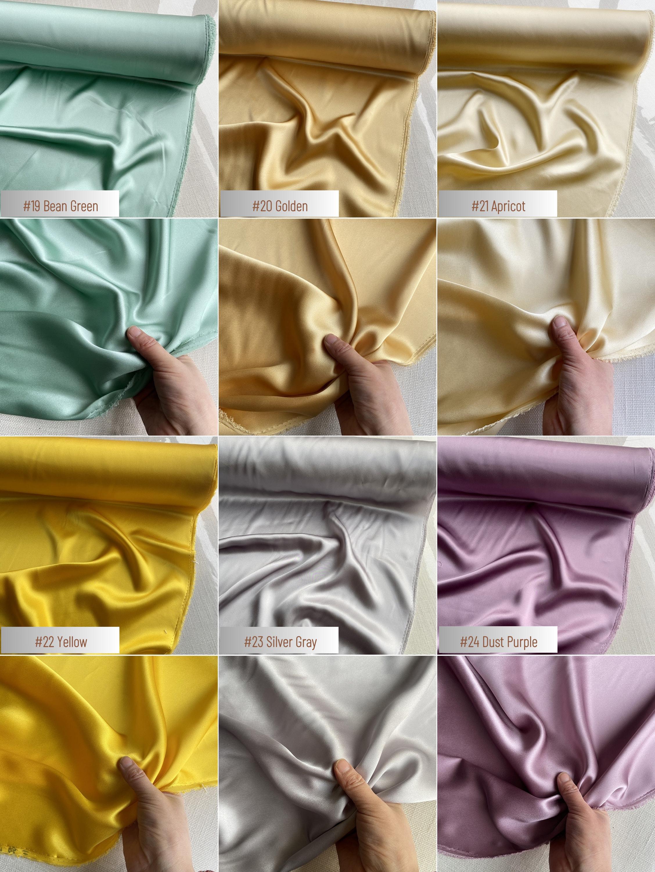 100% Silk Charmeuse, 19 Momme solid 60 colors, 114cm wide by the yard