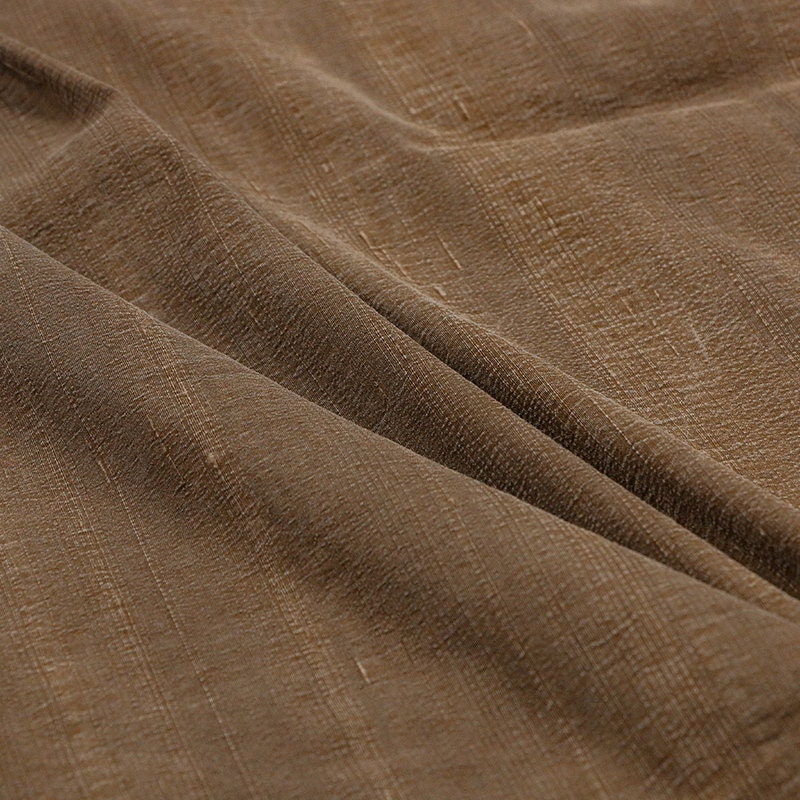 JILICHOU - 27 Momme Handmade Gambiered Ganton Tussah Mud Silk Fabric - 130cm wide by the Yard