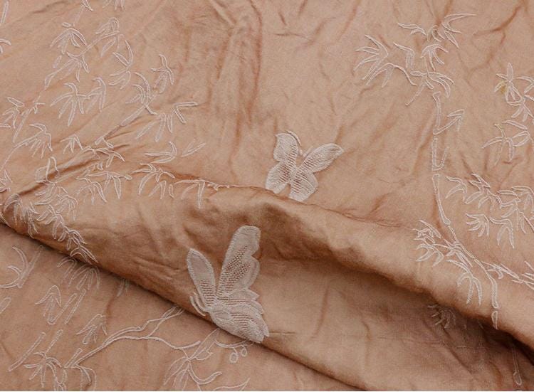 SANBEI - 35 Momme Vintage Butterfly Jacquard Silk-Wool Blend Fabric - 138cm wide by the Yard