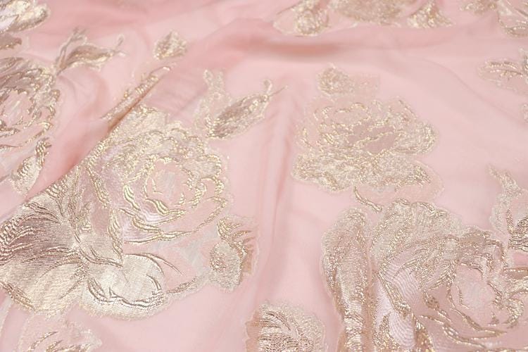 JFHFDH - 14 Momme Golden Thread Weave Silk Georgette Fabric - 140cm wide by the Yard