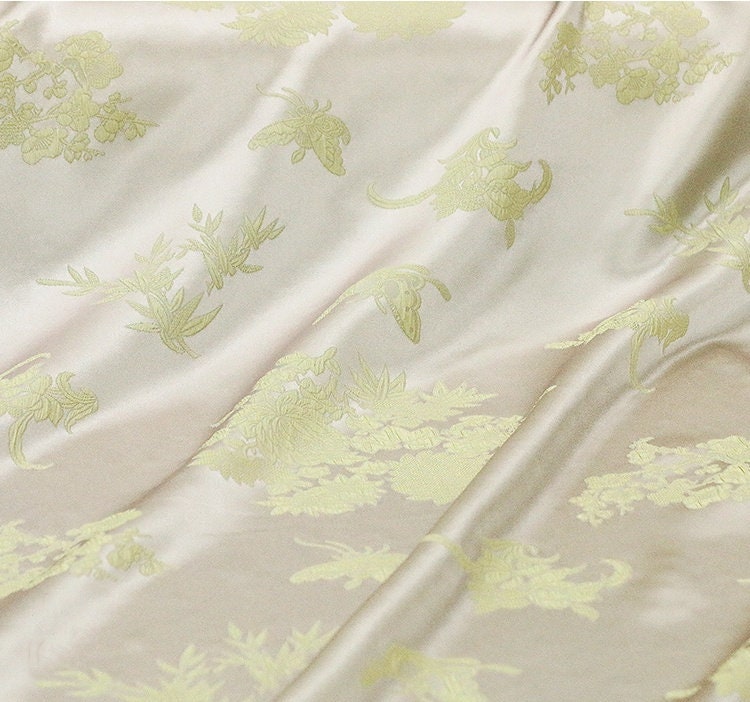 DOUKF - Handmade Embossed Guanle Crepe Jacquard Stretch Two-Tone Heterochromatic Silk Fabric - 138cm wide by the Yard