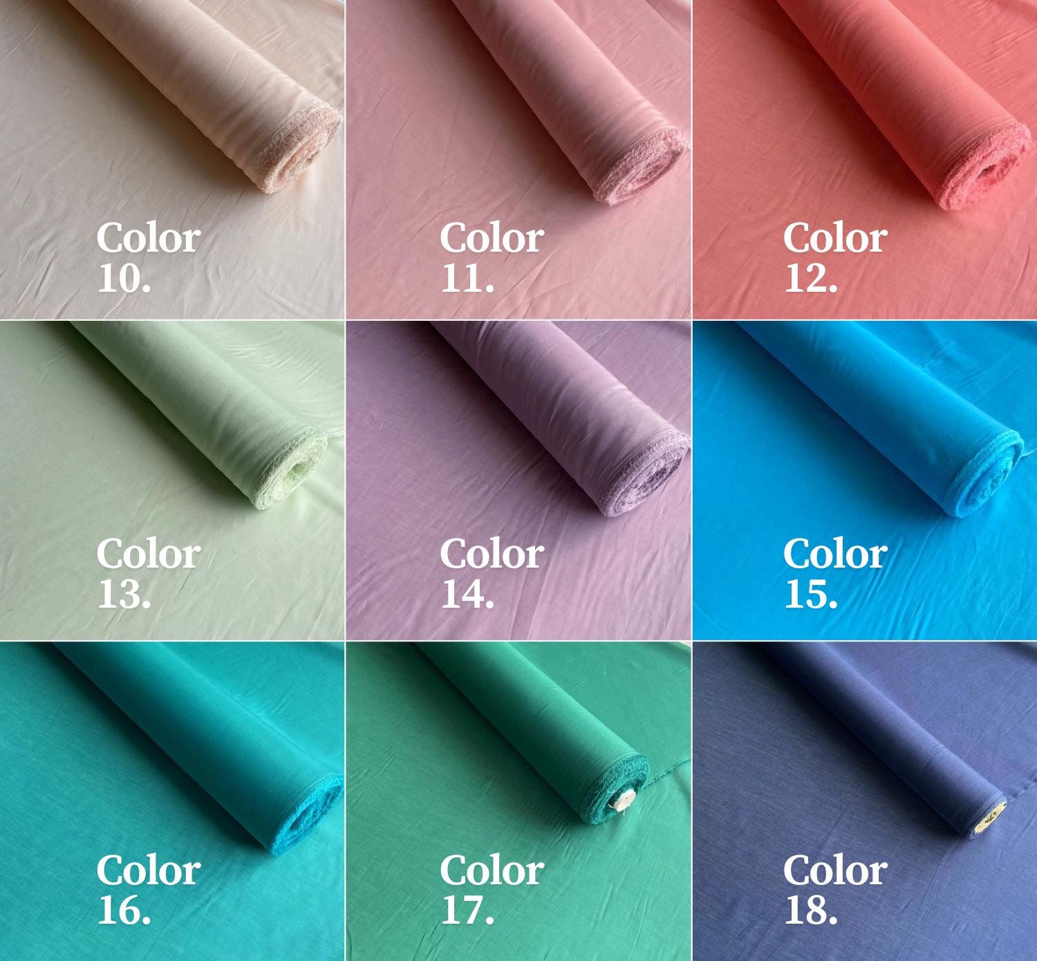60C9MSCTN - Color #36-#63 - 9 momme 60 Solid Colors Silk Cotton Fabric - 140cm wide by the Yard