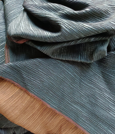 SHUNYUDUAN - 40 Momme Handmade Plant Dye Jacquard Crinkled Mud Silk Satin Fabric - 140cm wide by the Yard