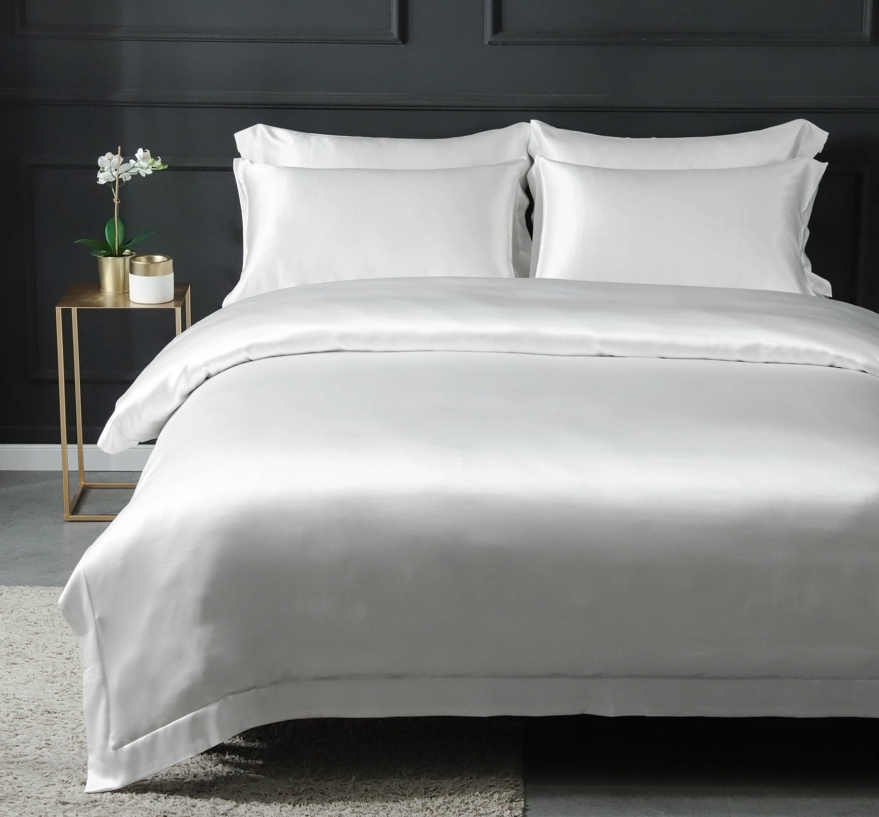 Charmeuse Pure silk duvet cover in Ivory 22mm thickness, Smooth, Sleep beauty Silk Bedding for King, queen, custom size.