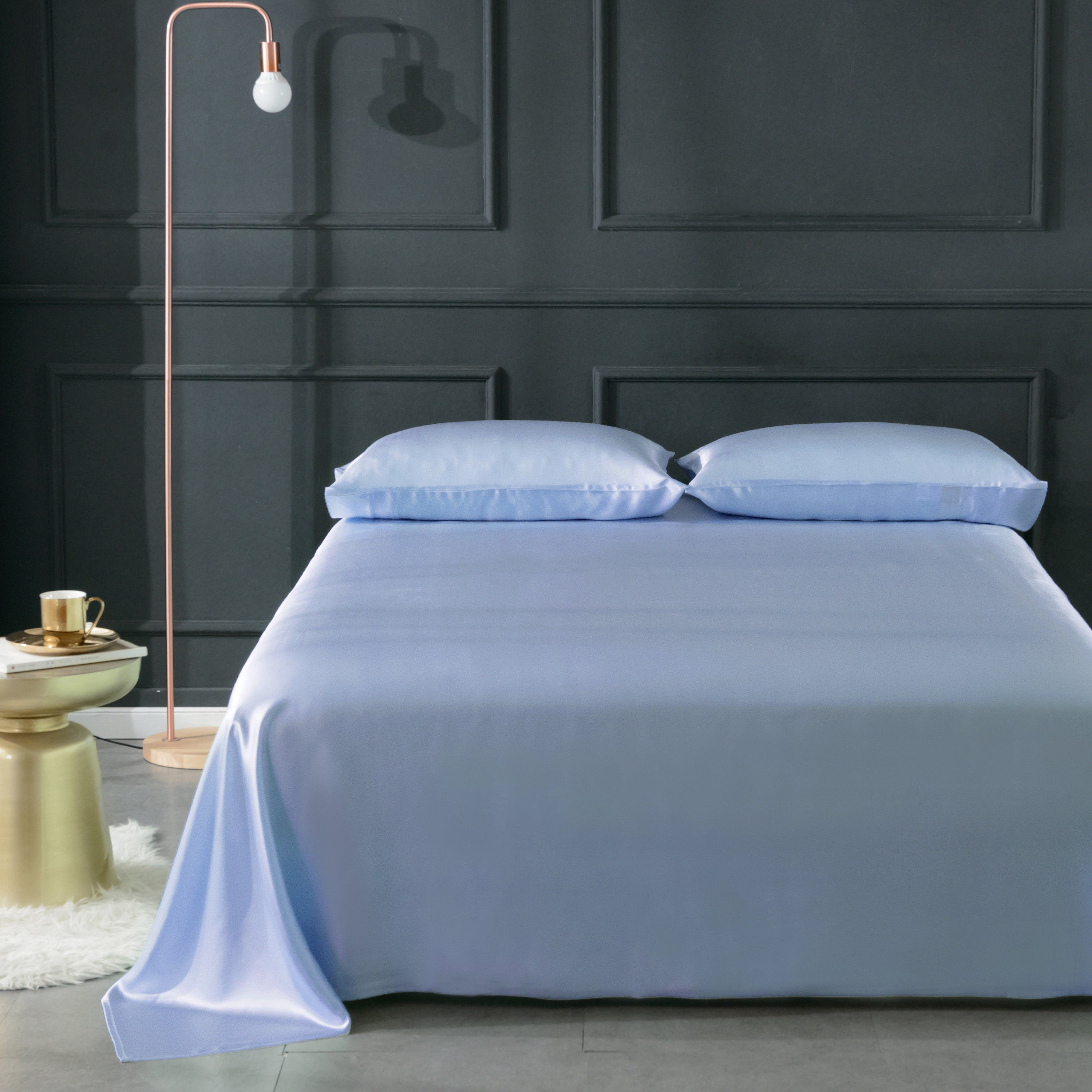 Pure silk duvet cover in sky blue and aqua blue, 22mm smooth, natural, sleep beauty Silk Bedding for King, queen, custom size.