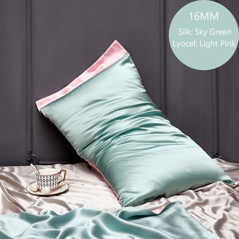 Mother's Day Gifts, 16mm Silk + Lyocell Pillowcase, 100% 6A Pure Silk Anti Ageing/Sleep Crease, for King, Queen and Customized Size Bedding