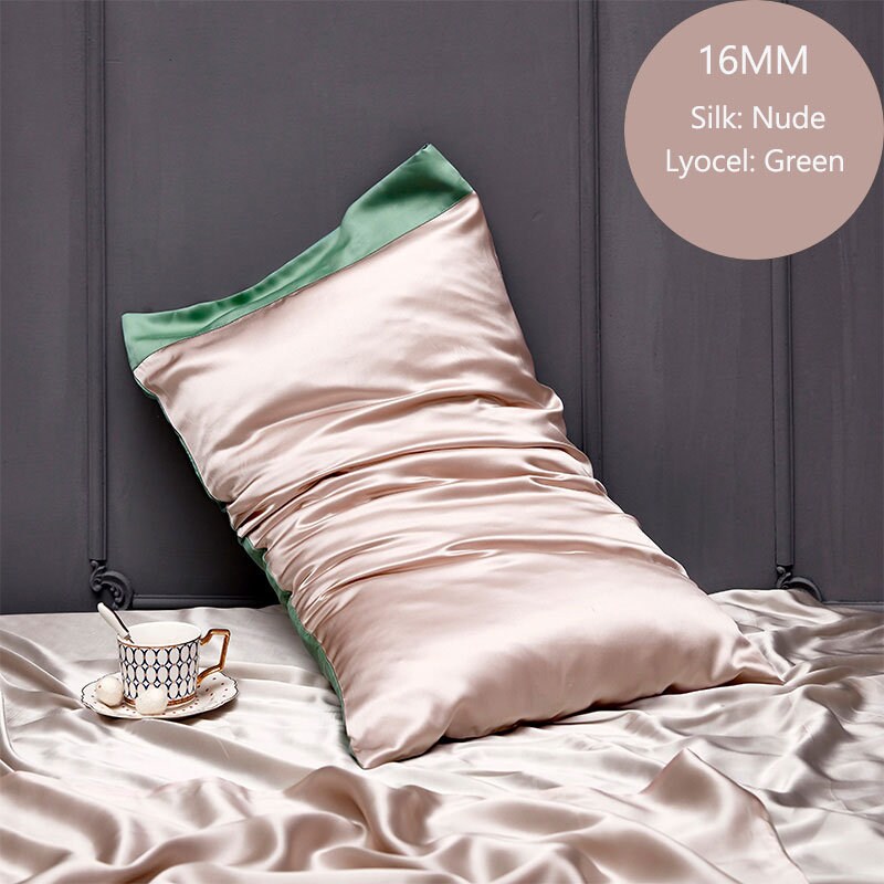 Mother's Day Gifts, 16mm Silk + Lyocell Pillowcase, 100% 6A Pure Silk Anti Ageing/Sleep Crease, for King, Queen and Customized Size Bedding