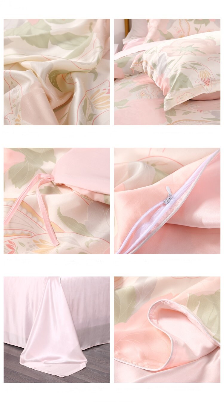 Charmeuse Silk Bedding Set/Still have Dream/100% 16mm 6A Silk/Queen Pillowcases/Flat Sheet/Duvet Cover,Anniversary Gift/Luxury GIFT FOR HER